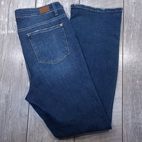 Judy Blue Denim - Judy Blue Bootcut Jeans Women Size 15 Blue Dark Wash Frayed Hem Western Cowgirl